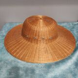 Chapeau colonial en rotin, des années 60-70