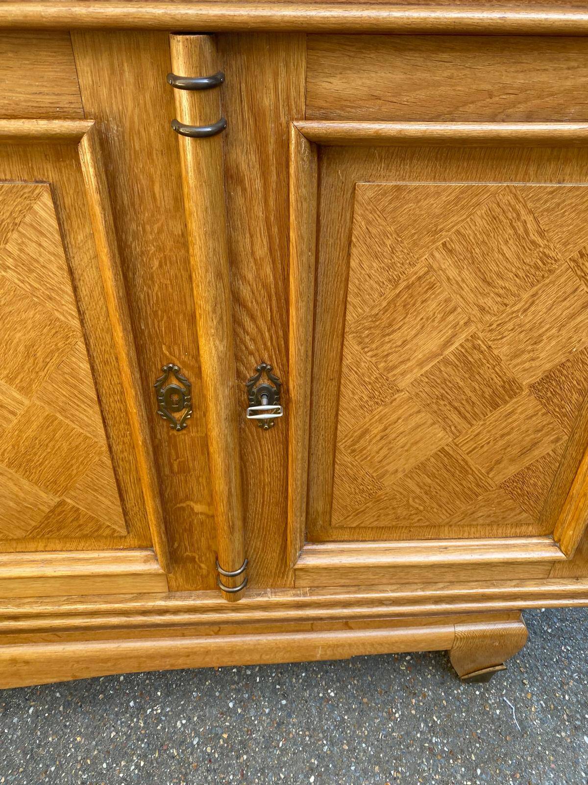 Buffet enfilade vintage art déco en marqueterie et bois massif 4 portes