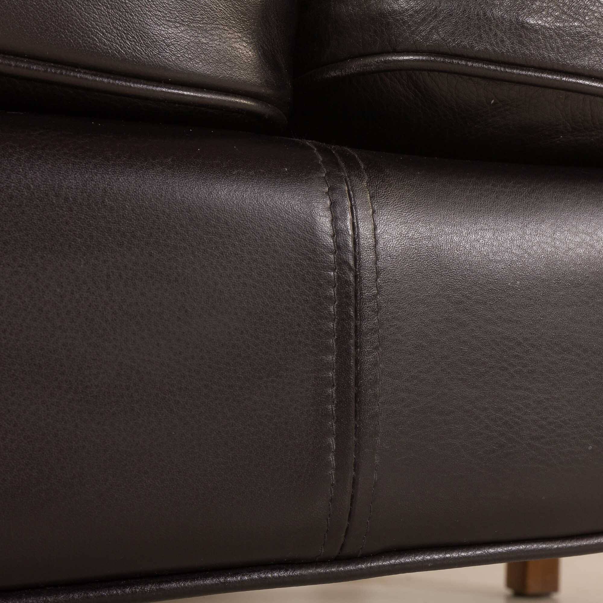 Danish black aniline leather sofa by Hurup, 1980s