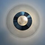 Modernist art deco pendant lamp, chrome brass and glass, France 1930 vintage