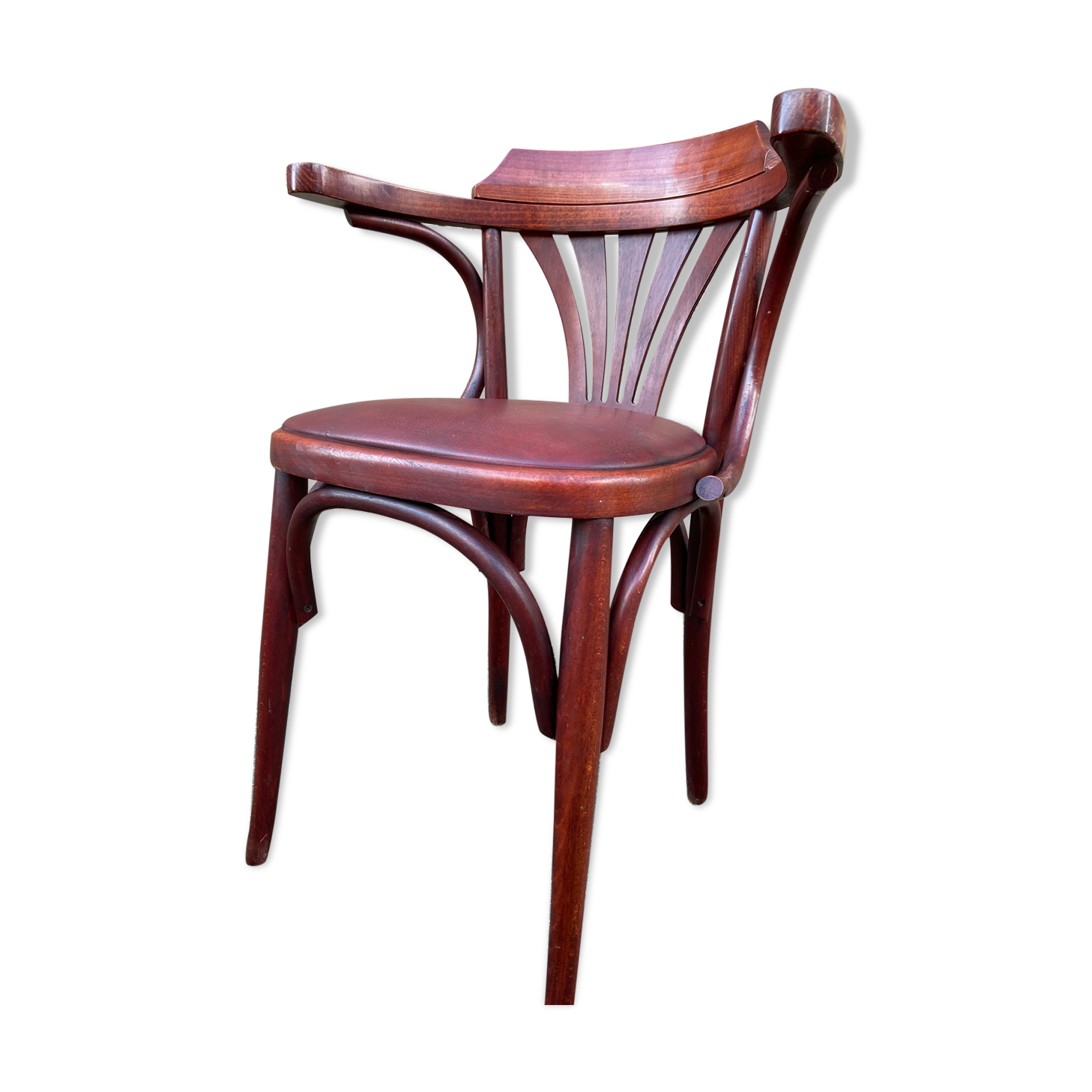 Curved wooden desk chair