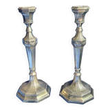 Pair of Louis XVI style silver-plated candlesticks