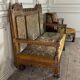 Pair of corner armchairs and an Orientalist bench in carved and polychrome wood from around 1900.