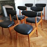 Teak table and 6 chairs, Scandinavian type, 1965