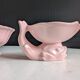Vintage powder pink earthenware duo. Salins les Bains. 1950s.