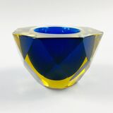 Bol Sommerso en verre de Murano à facettes en diamant par Alessandro Mandruzzato, Italie, années 1970