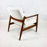 GFM-64 armchair, design by Edmund Homa from the 60s, white boucle