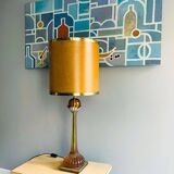 Large Regency style amber lucite table lamp
