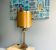 Large Regency style amber lucite table lamp