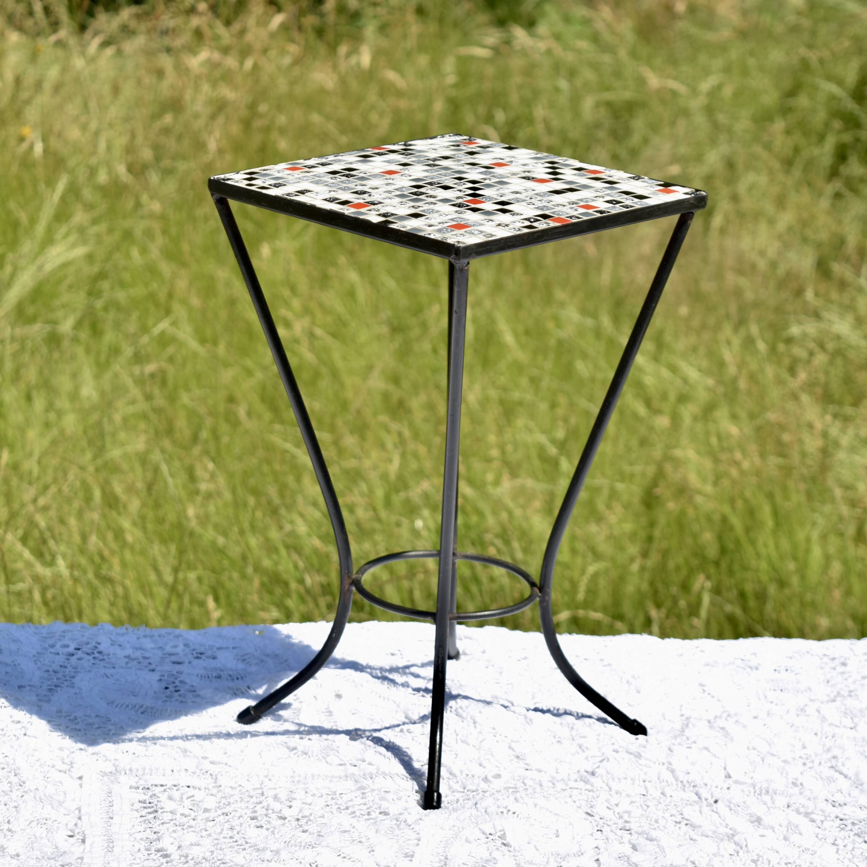 Small vintage mosaic tile side table