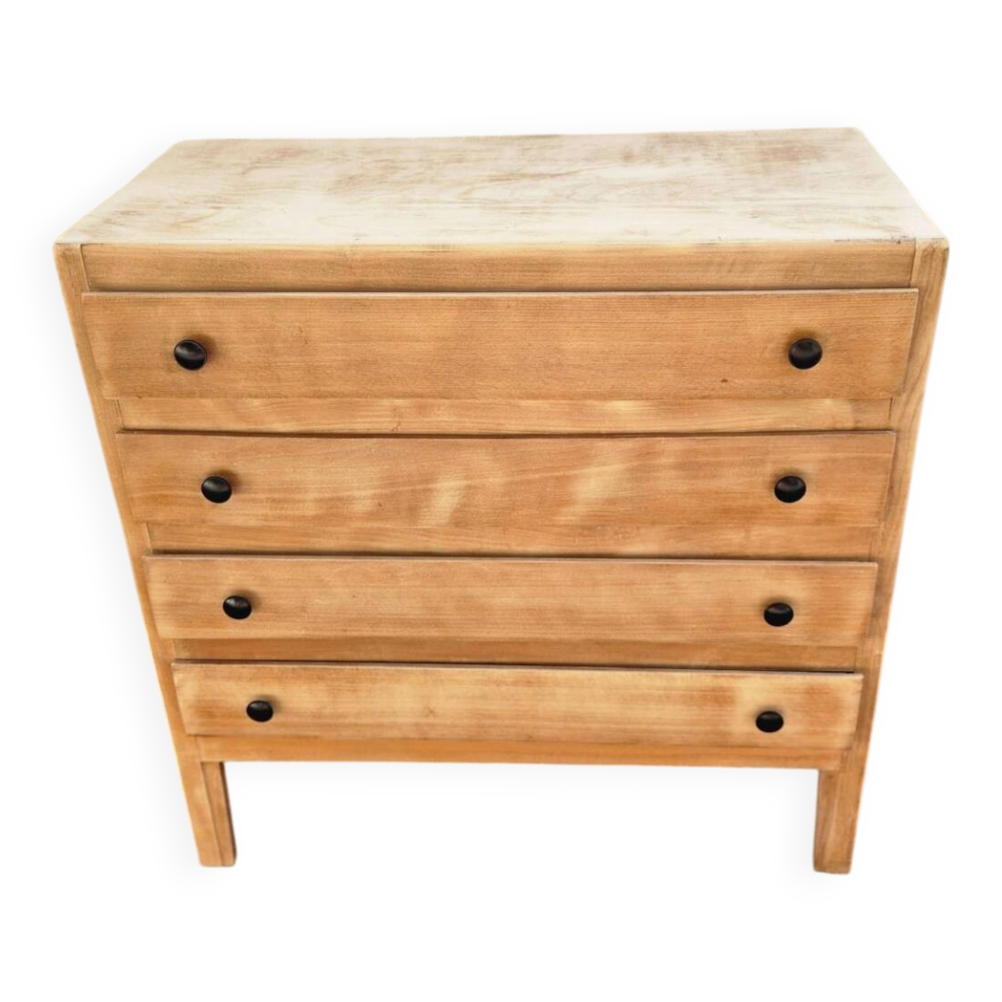Very pretty stripped and sanded vintage chest of drawers with 4 drawers from the 1960s-1970s.