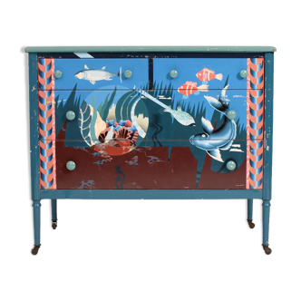 Painted sheet metal chest of drawers, 1960s