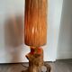 Brutalist style lamp, raw wood and rope