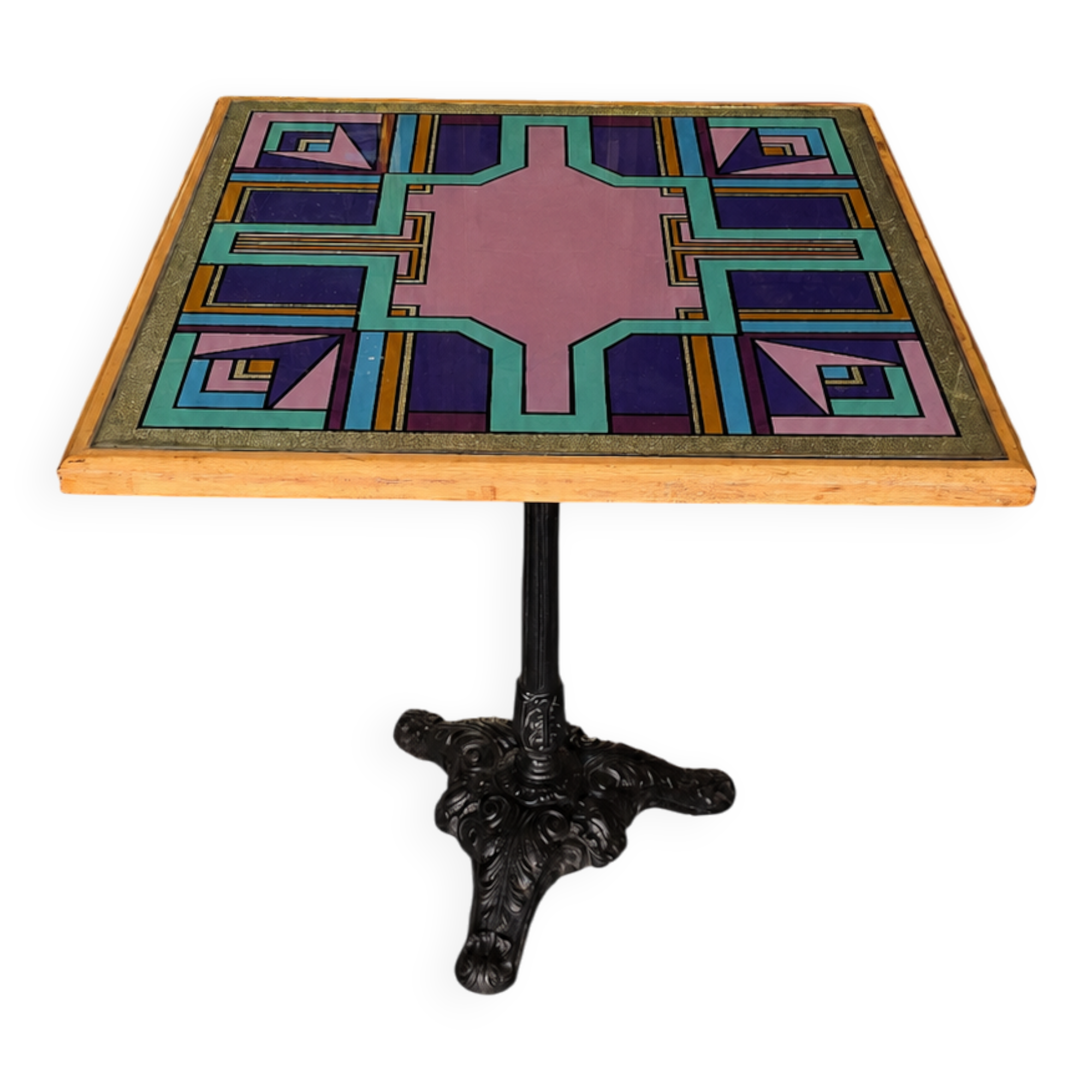 Vintage bistro table with painted top Bing, Cannes, 1990s