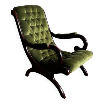 Velvet Chesterfield Arm Chair Vintage