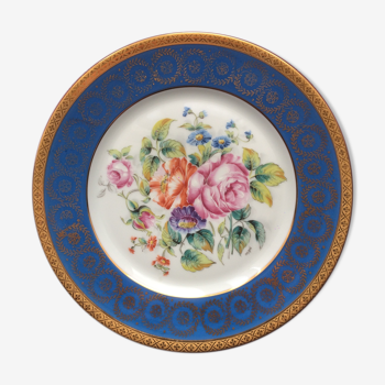 Decorative porcelain plates of turquoise blue Limoges