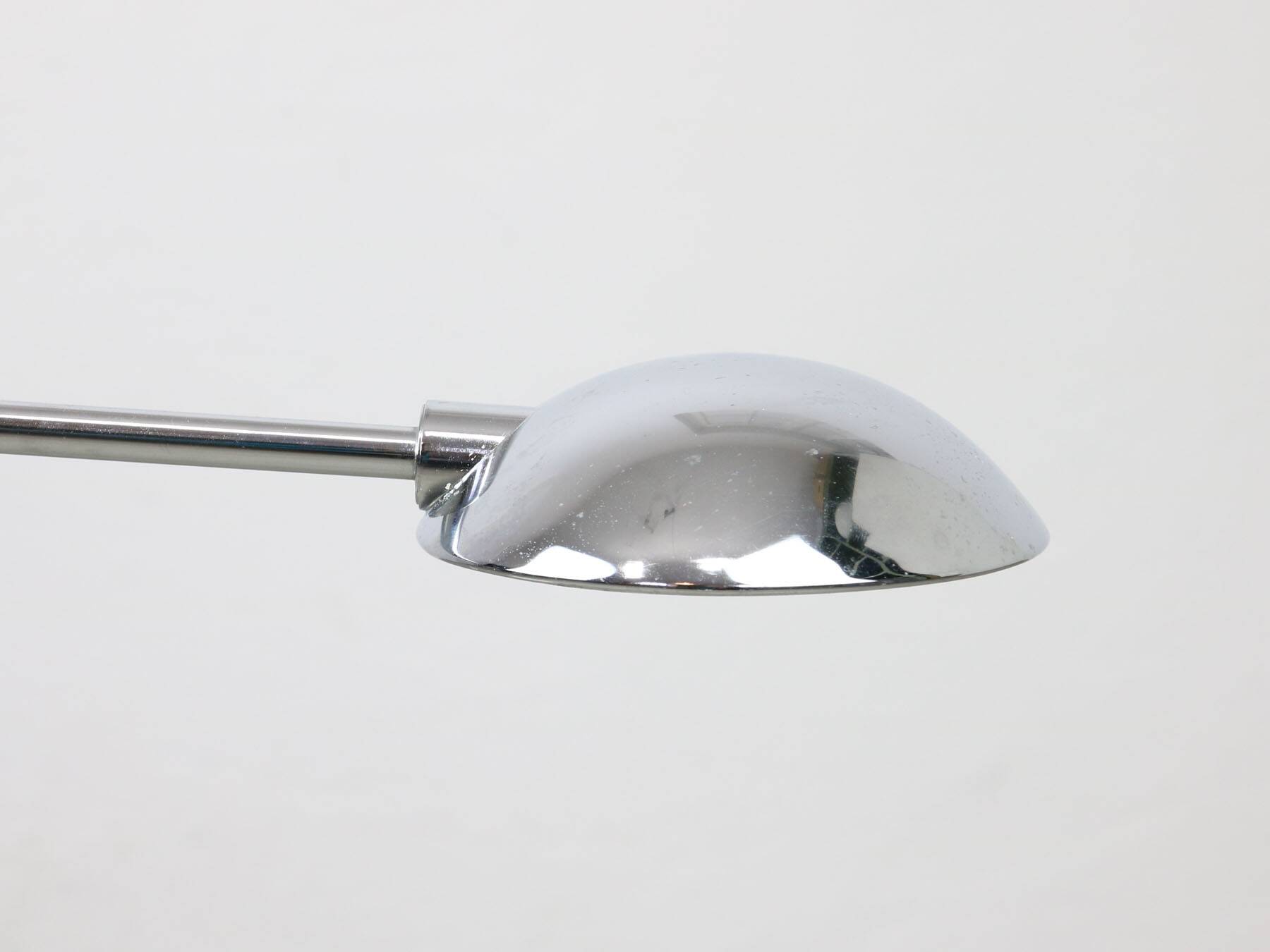 Vintage arc table lamp in white and chrome from meblo, 1980s