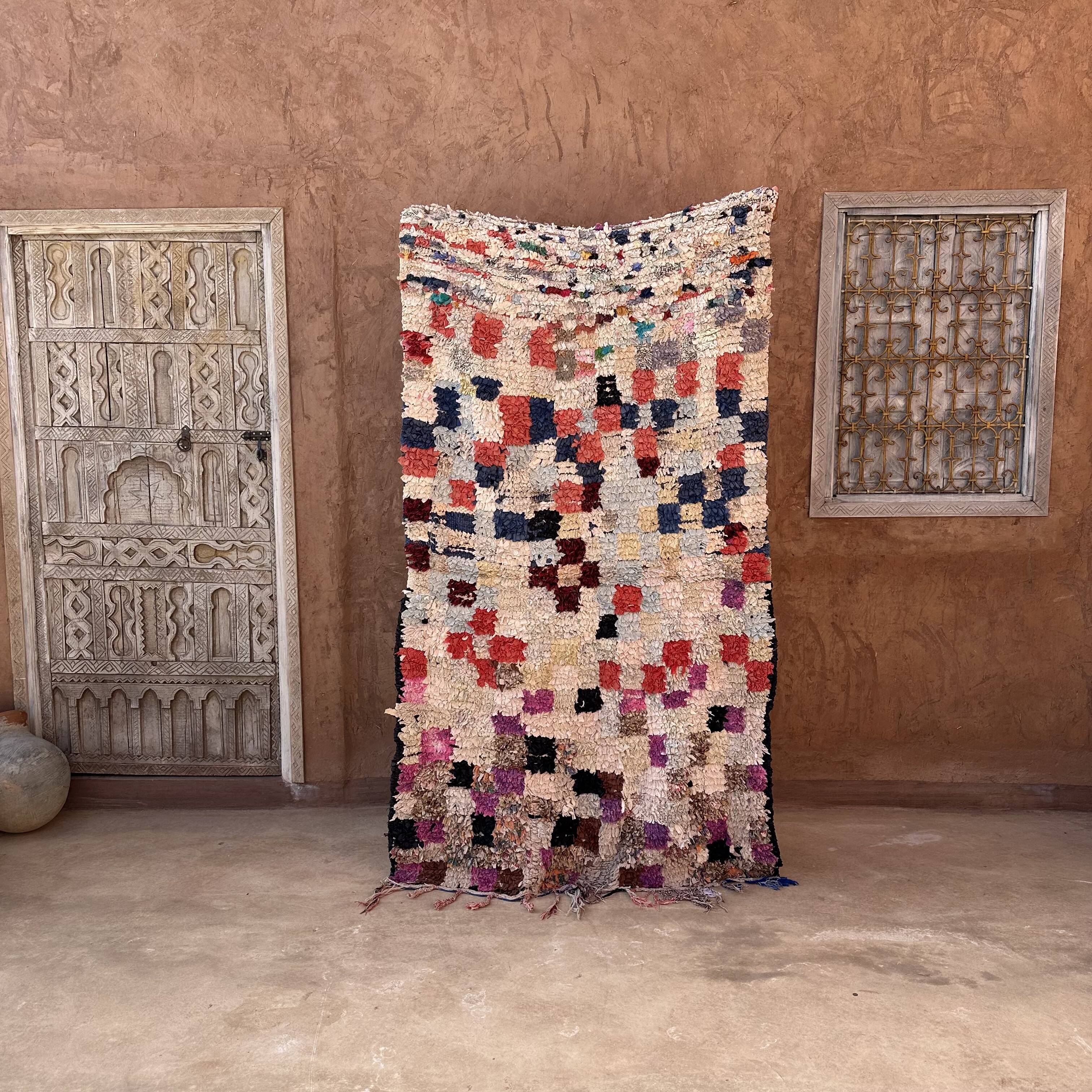 Colorful Boucherouite Moroccan rug - 126 x 195 cm