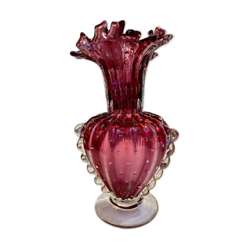 Murano glass vase, tinted and bubbled.