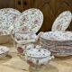 English porcelain service by Johnson Bros model Rose Chintz.