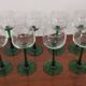 Lot of 10 Old green-stemmed wine glasses from Alsace Engraved vine decoration ARC crystal