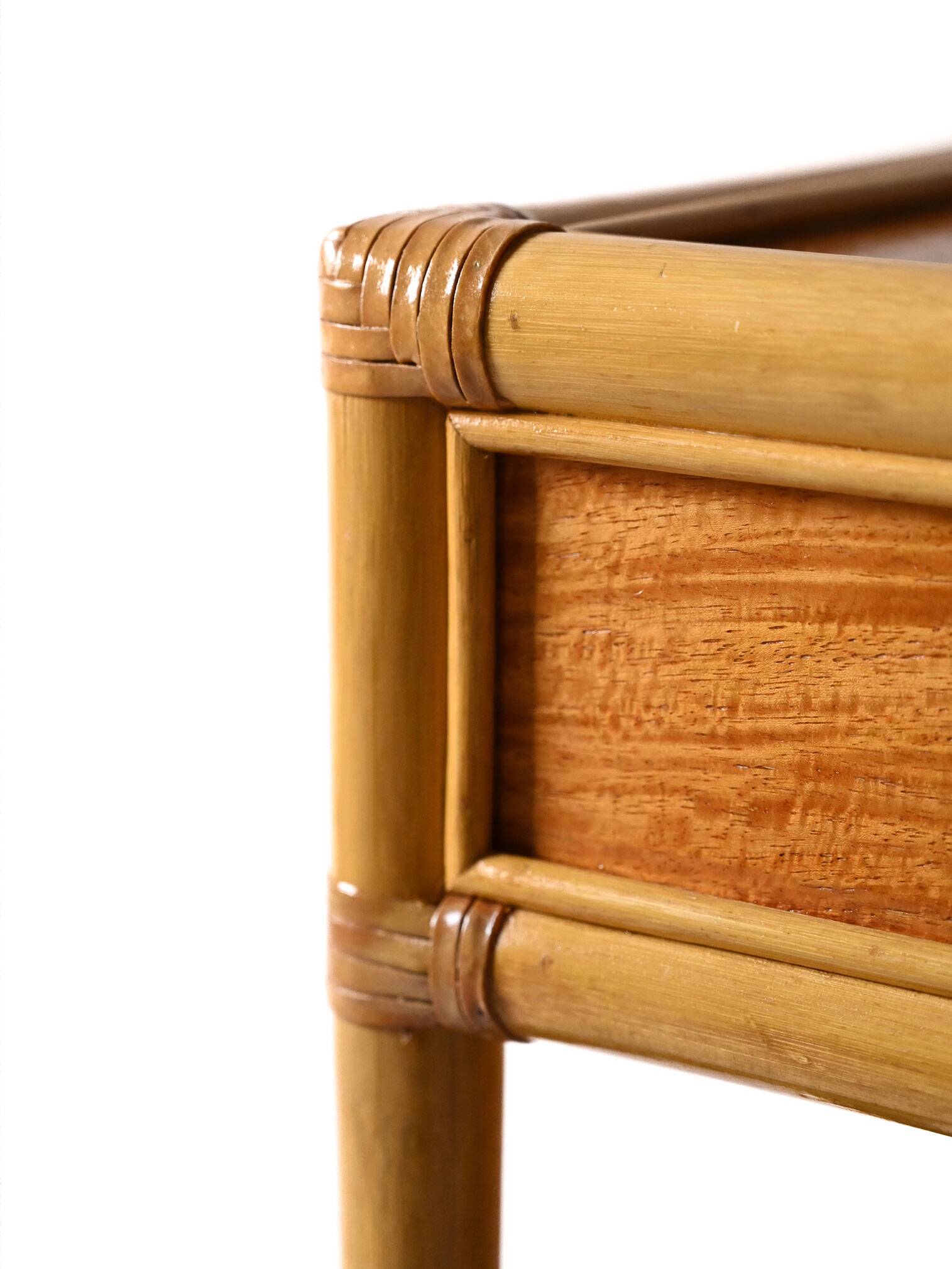 Vintage bamboo bedside tables