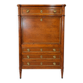 Secretary with drop-leaf in Louis XVI style – Wood, gilded brass and columns