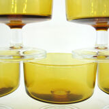 5 glasses of tempered glass champagne - amber yellow color - Cavalier Luminarc France - vintage year old
