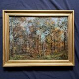 Tableau impressionniste Huile sur toile - scène animée circa 1870, signé Emmanuel MEYER (1836-1902)