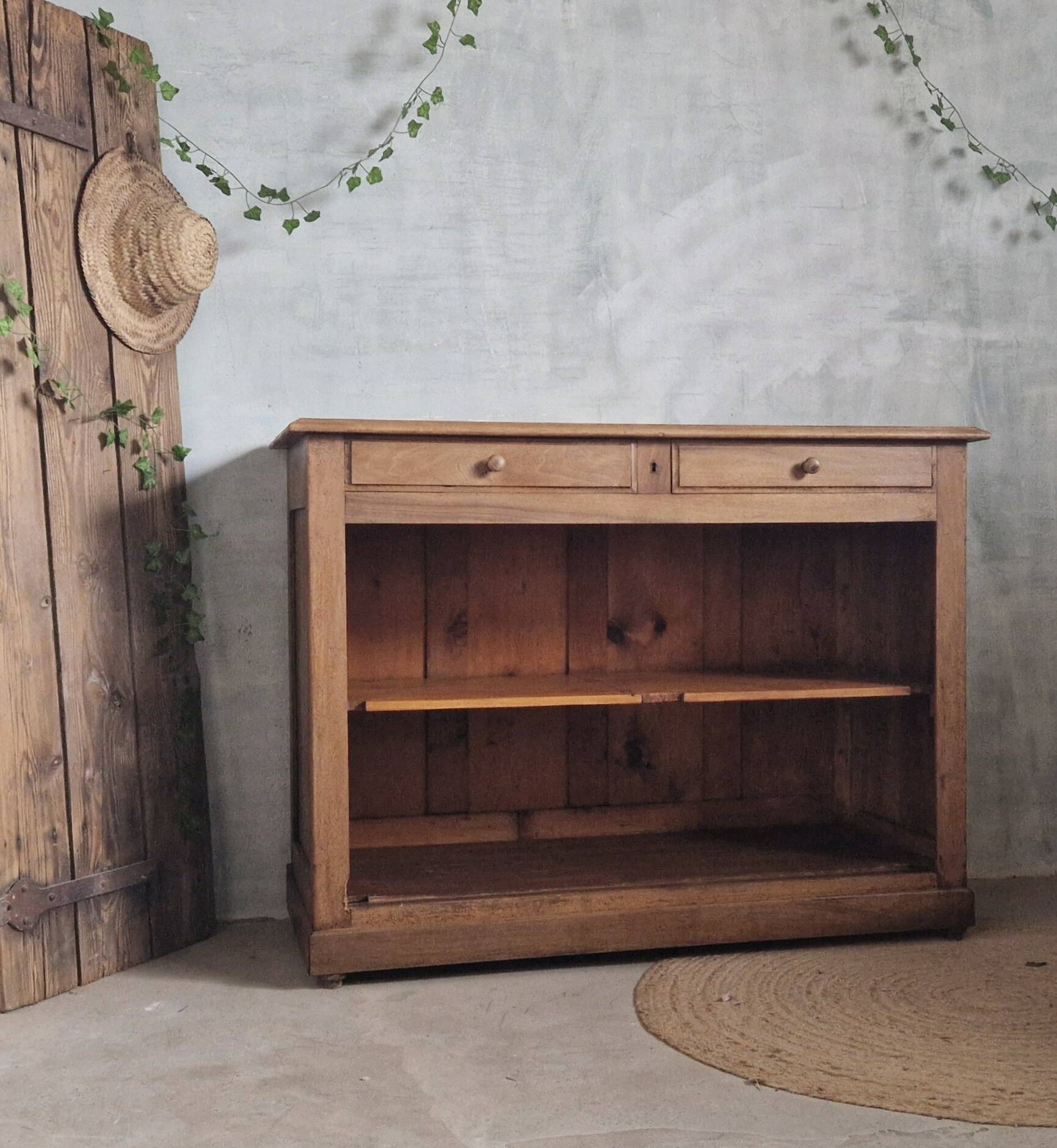 Old open walnut buffet