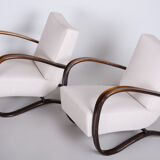 Pair of white Halabala armchairs madein 1930s Czechia by Up Zavody