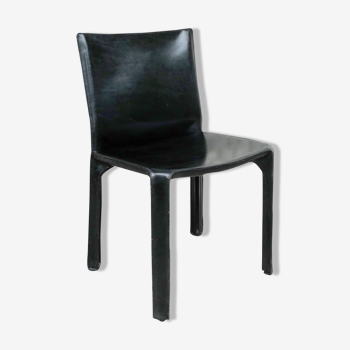 CAB 412 chair in black leather, Mario Bellini design for Cassina
