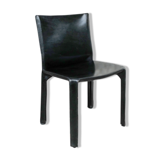 CAB 412 chair in black leather, Mario Bellini design for Cassina
