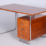 Bauhaus Beech Writing Desk Made in 1930s by Robert Slezak, Czechia, Restored