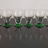 6 verres à pieds coloré vert, années 1930