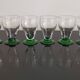 6 OLD COLORED GREEN STEMMED GLASSES FROM THE 1930S