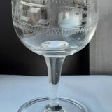 7 verres balon cristal,gravure grecque et filets.