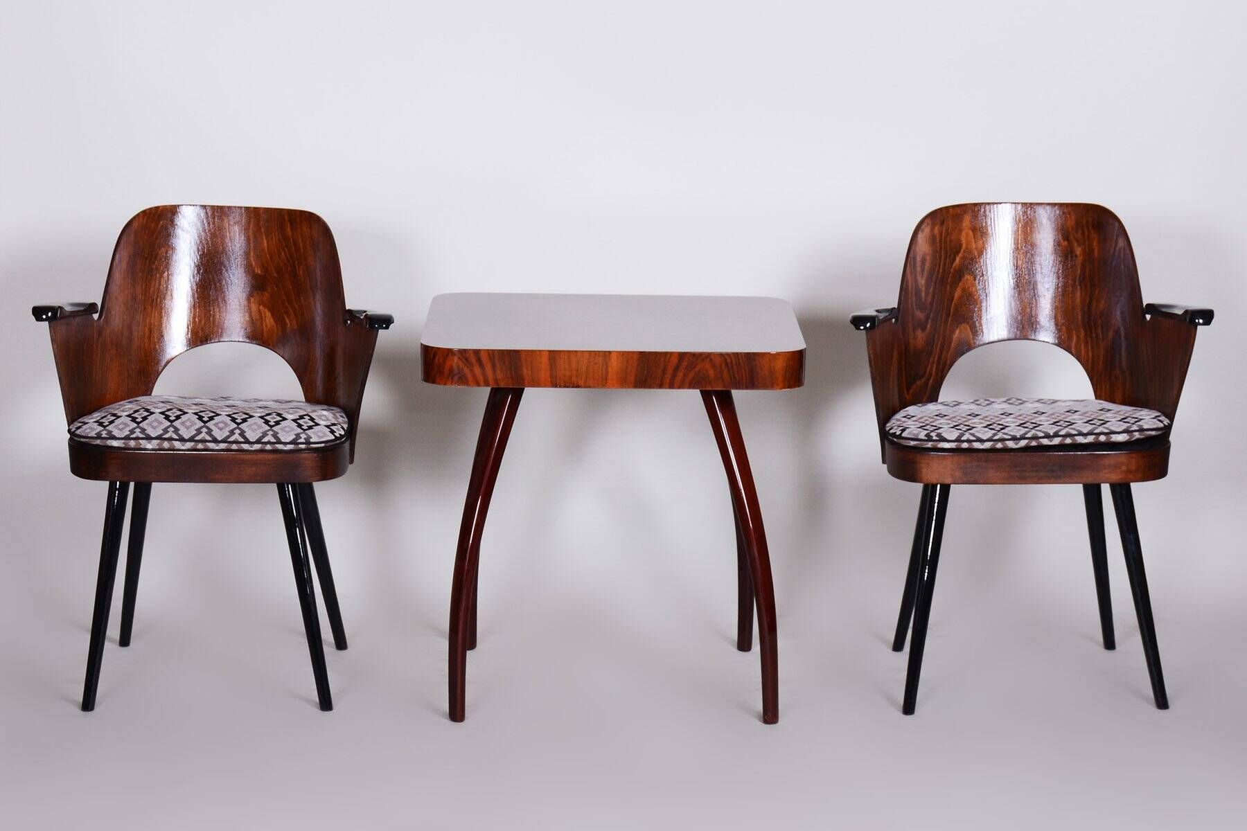 Set of Mid-Century Armchairs in Beech attributed to Oswald Heardtl, 1950s