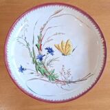 Compote dish/round bowl on foot Sarreguemines Butterfly decoration