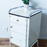 Boarding school bedside table, nightstand, in metal