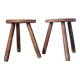 Vintage tripod stool in brutalist wood - folk art