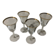 4 verres à pied à apéritif à liseré doré en verre soufflé