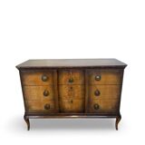Commode italienne en placage et bois massif de noyer, années 1940-1950