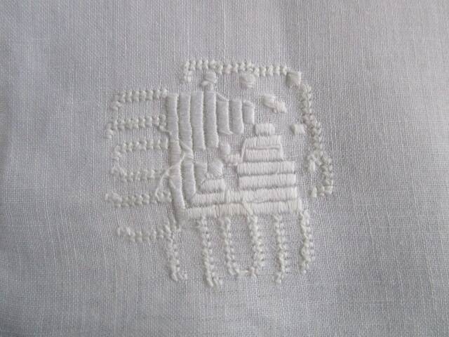 3 antique embroidered placemats and matching napkins