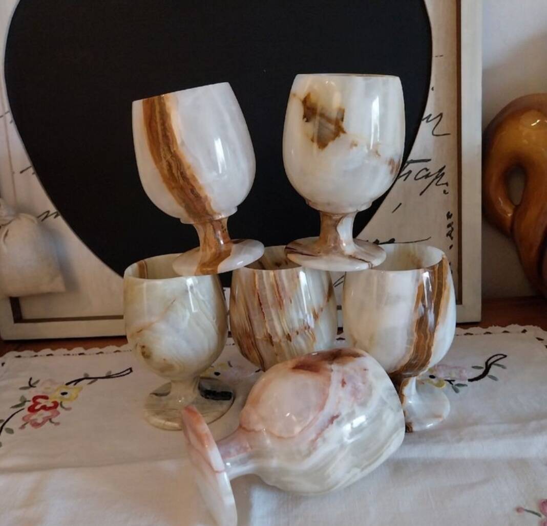 Vintage stemware made from genuine onyx