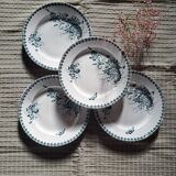 Ste Amandinoise Louis XV iron earth blue green dinner plates