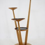 1960s wooden oak plant stand, czechoslovakia