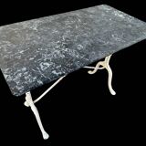 Parisian bistro table in cast iron and gray marble 1900