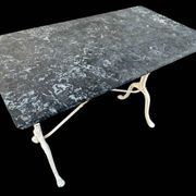 Table bistro Parisenne en fonte et marbre gris 1900