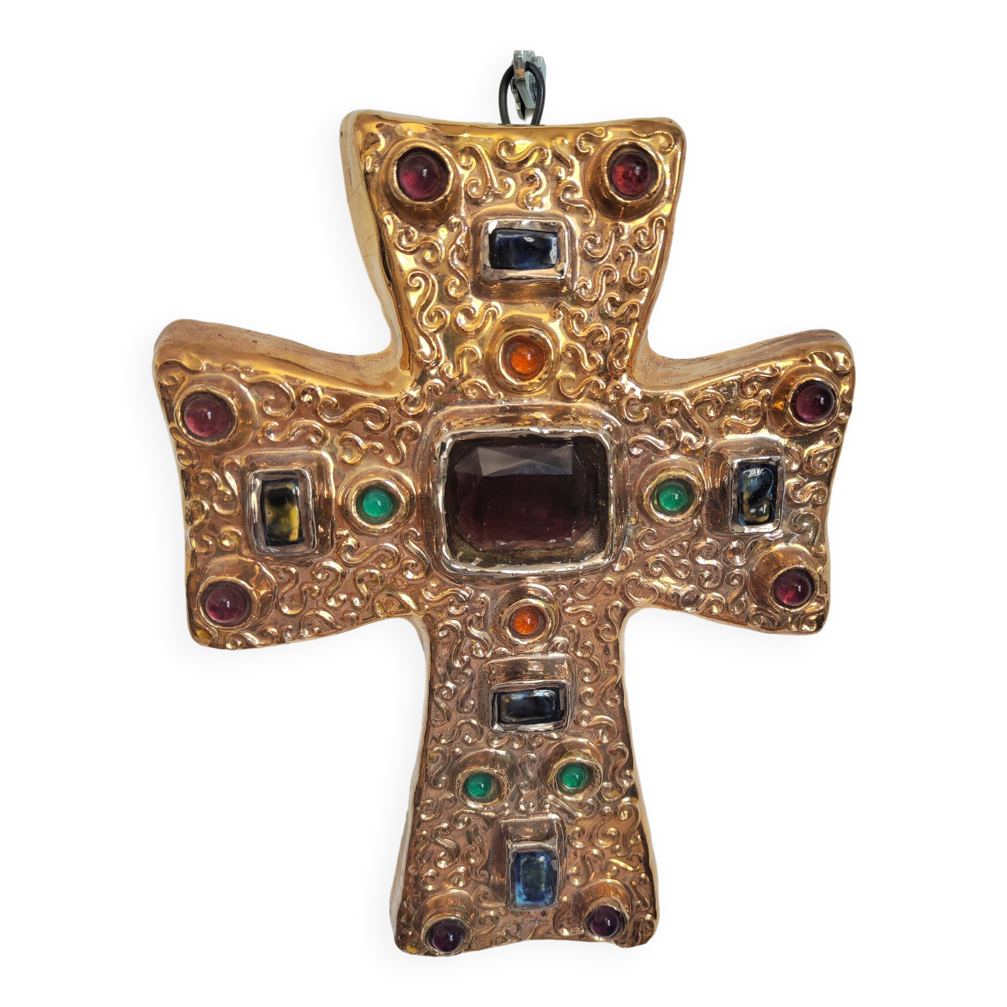 CERAMIC CROSS AND GLASS WARE SIGNED MANON DLG MITHE ESPELT 1960